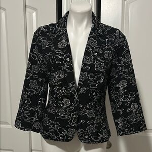Modcloth Black and White Floral Blazer